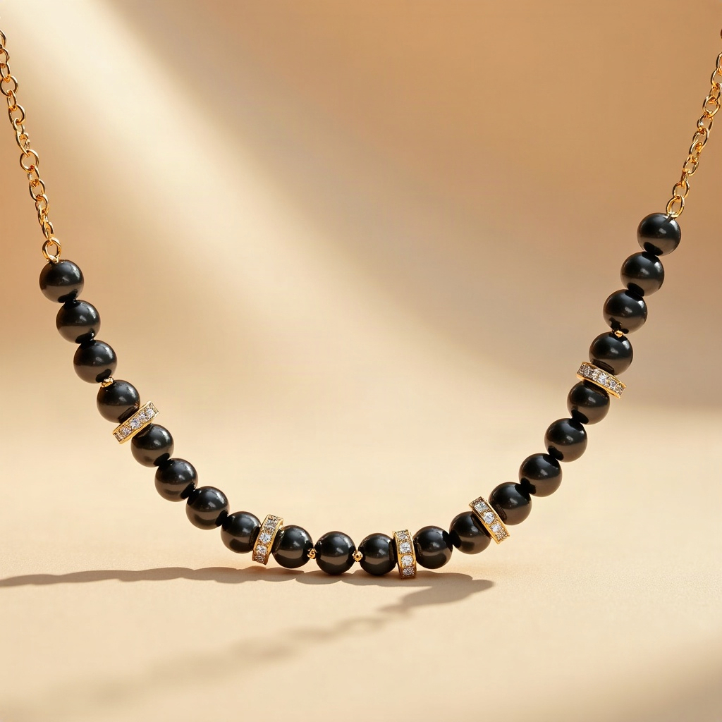 Black Bead Gold Chain