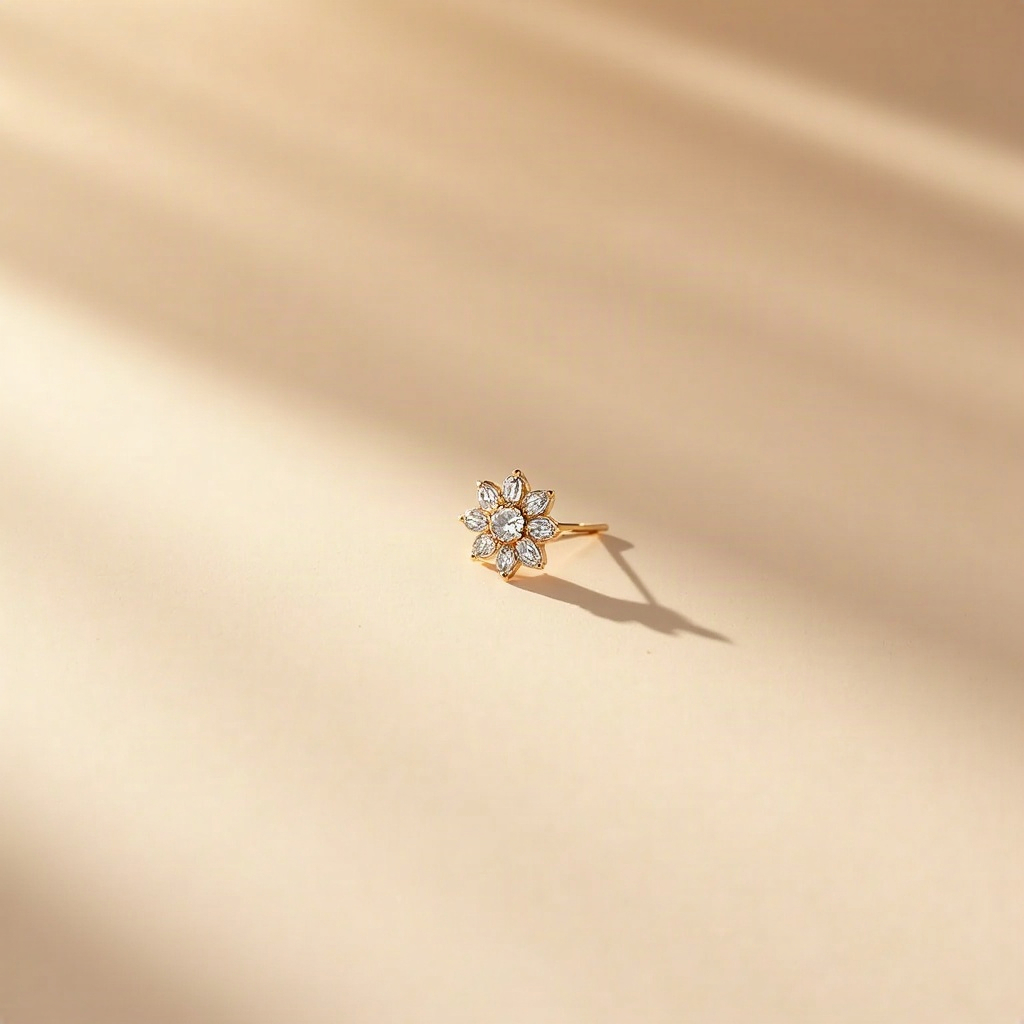 Floral Gold Nose Pin