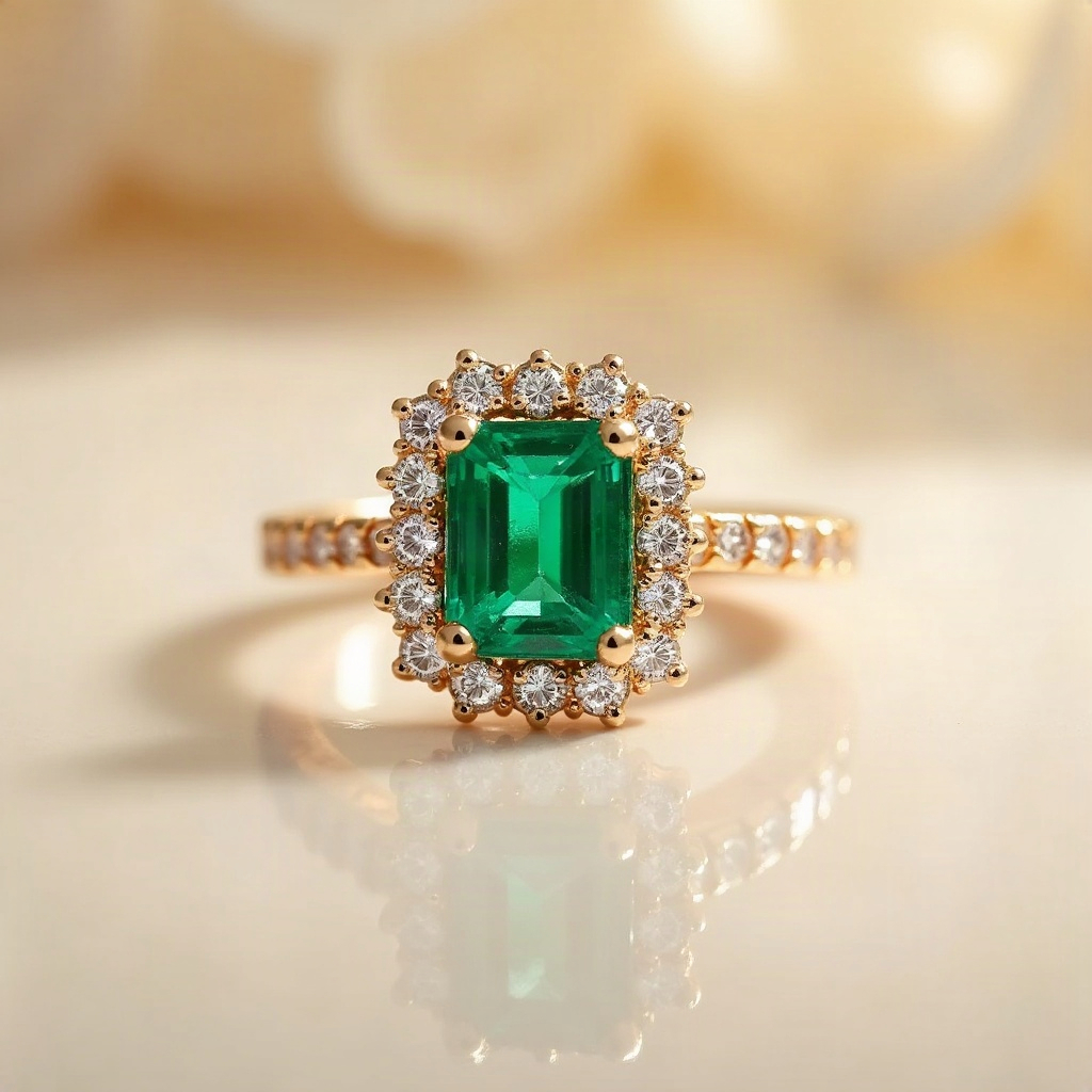 Emerald Halo Ring