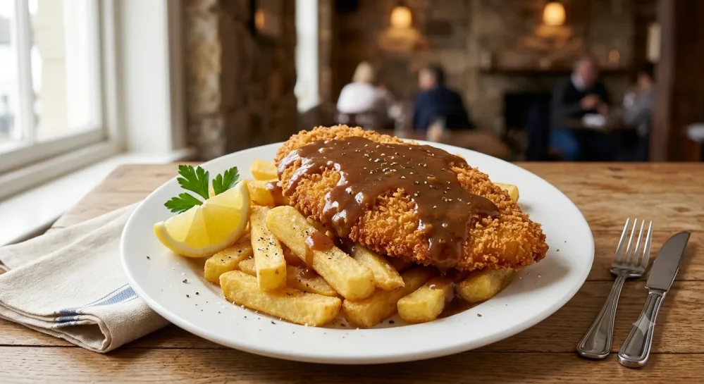 Chicken Schnitzel, Chips & Gravy